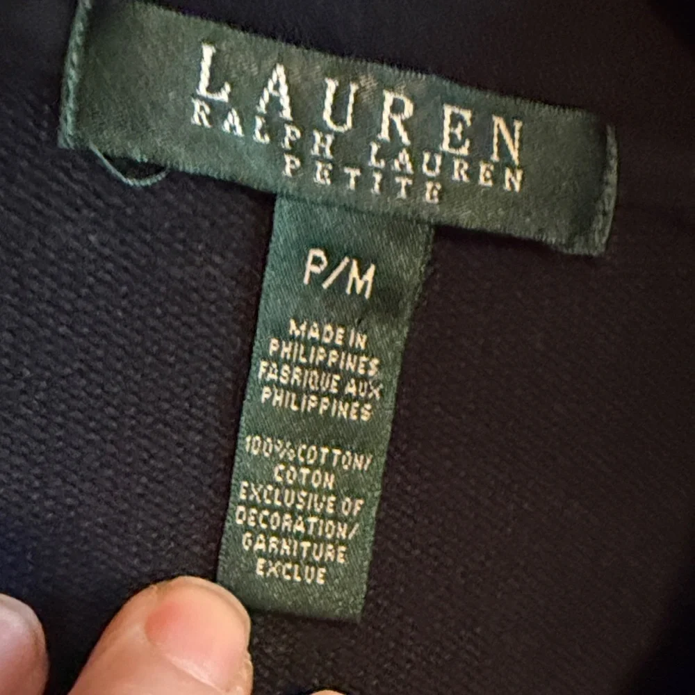 Lauren Ralph Lauren women's black cotton full-zip collared jacket with pockets